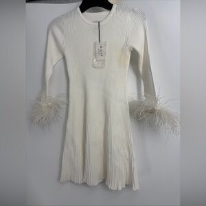 $325 Milly Minis Girl's Ribbed Feather Sleeve Dress Size 10 Flaw